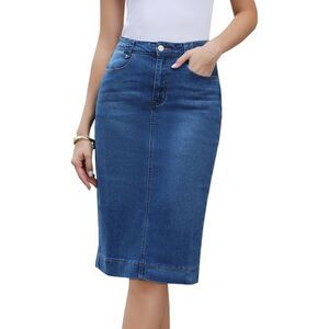 Women's Knee Length Jean Skirt Pencil Skirt Blue